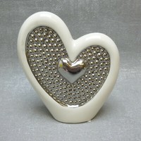 Formano Deko Herz Weiß Silber Keramik Hochzeit Geschenk