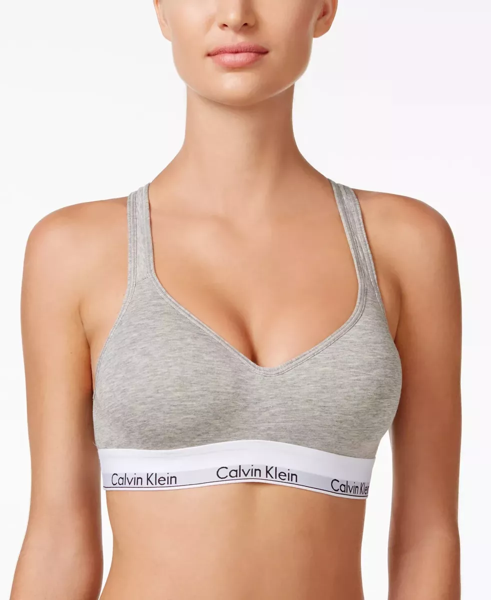 NWT Calvin Klein Modern Cotton Padded Lift Bralette Bra QF1654 Gray Size L