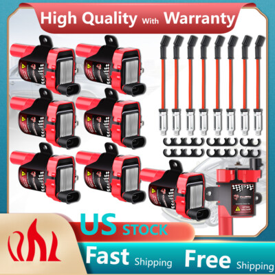 8 Set Round Ignition Coil and Spark Plug Wire For GMC Chevy Silverado 1500 5.3L
