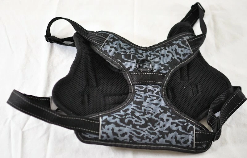 dog harness padded size XX large adjustable back handle & hook blue & black