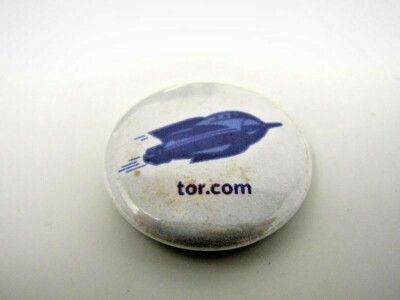 Tor.com Sci-Fi Rocket Ship Pinback Button Vintage Promo Badge Tor Books