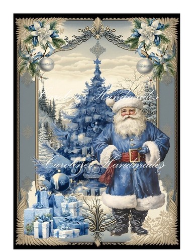 Blue Victorian Christmas Designer MULTI-SIZE SET Cotton Fabric Quilt Blocks - Picture 8 of 17