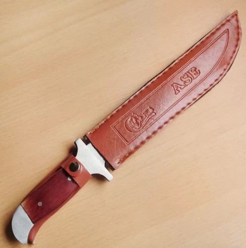 25cm AK47 Style Fixed Blade Knife Machete Full Tang Wood Handle Leather Sheath - Picture 9 of 10