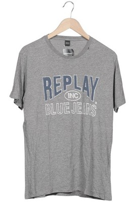 Replay T-Shirt Herren Oberteil Shirt Sportshirt Gr. XL Baumwolle Grau #ah18dug