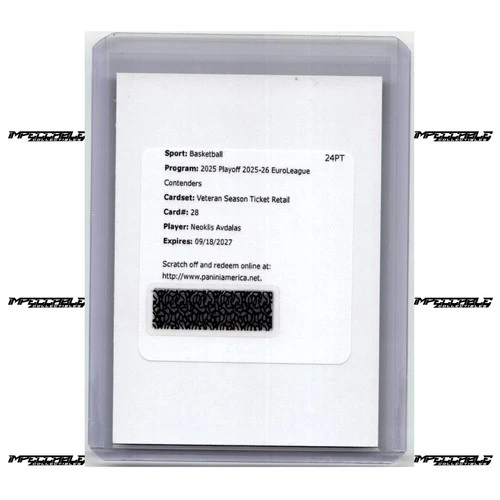 2025 Panini Neoklis Avdalas Base Optic Autographs - Holo (/99) (Raw)