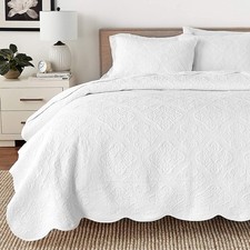 100 Cotton Victorian Medallion Solid White Matelasse Embossed Bedding Quilt ...