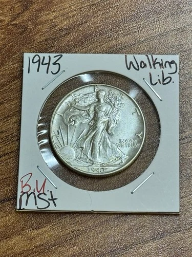 1943 P Walking Liberty Silver Half Dollar BU Uncirculated MS+ US Coin (Raw18133)