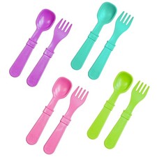 Lightweight Travel Toddler Utensils Set - 8 Mermaid Forks  Spoons for On-the-Go