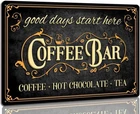 Coffee Bar Hot Chocolate and Tea Vintage Tin Metal Signs Home Décor for Kitchen