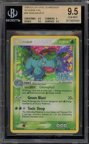 Pokemon Venusaur EX Crystal Guardians Reverse Holo #28 DAMAGED SLAB BGS 9.5