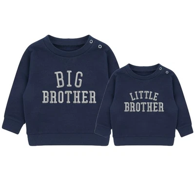 STITCHU Embroidered Big & Little Brother Boys Sweatshirts Navy Baby and Toddler Matching