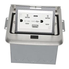  Soft Pop-Up Square Floor Box Kit Outlet, 3.6Amp Type C USB Nickel Plated Brass