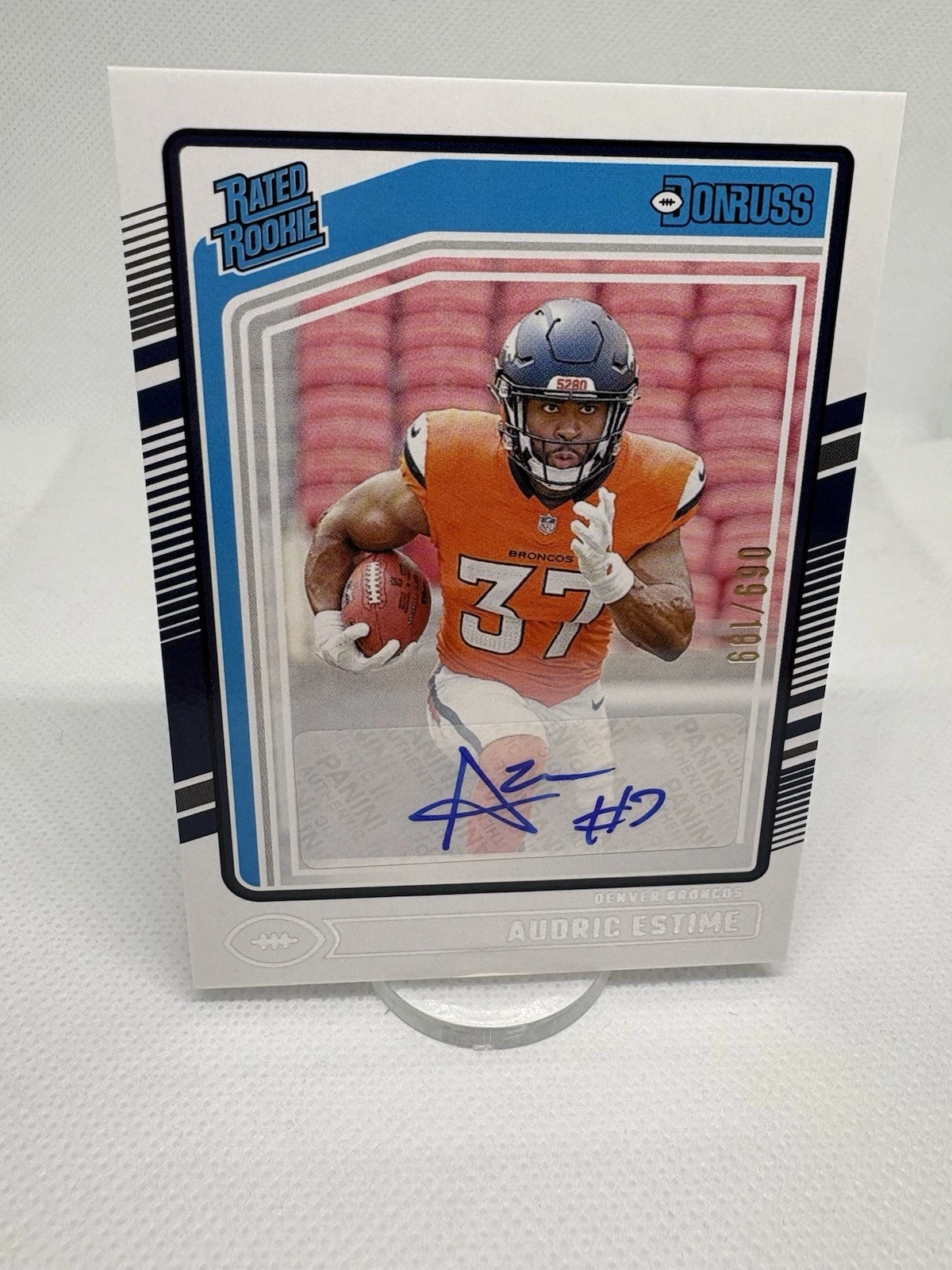 2024 Panini Donruss - Rated Rookie Audric Estime #335 Autographs /199 (AU, RC)