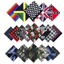 Bandana Scarf RoseySkull Camo Tartan Head Floral Sciarpa Wrist wear 100% Cotton 