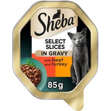 66 x 85g Sheba Select Slices Adult Cat Wet Food Trays Beef In Gravy 8.36 per kilo