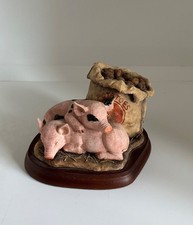 Border Fine Arts Contented, Pigs, A5905, by Kerry Bell 2005 Height 7x12x10 cm
