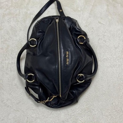 Miu Miu Vitello Lux Ribbon 2Way Leather Handbag Shoulder Strap