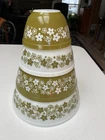 Vintage Pyrex Spring Blossom/Crazy Daisy Nesting Mixing Bowl Set 401-404 Green