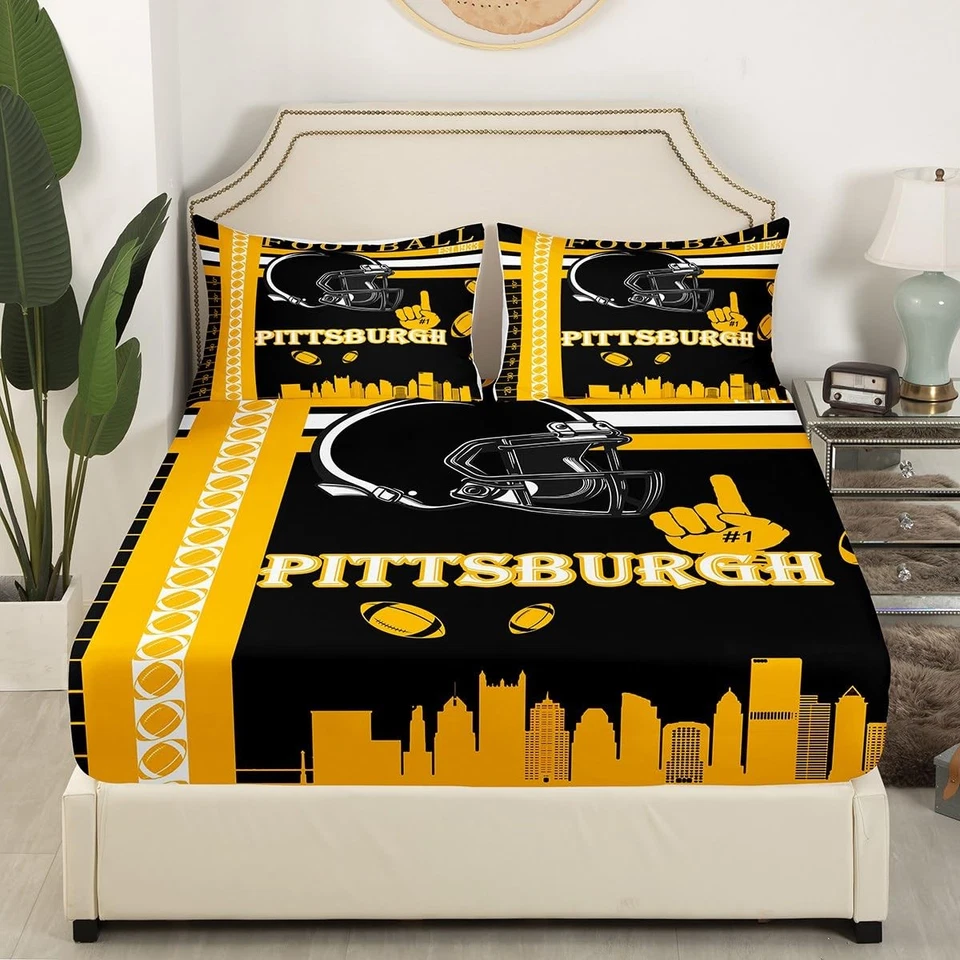 Football Bed Sheets Set Boys Girls Full Size Rugby Sports Bedding Set Footbal... - Image 2 of 4