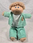 Signed Xavier Roberts 1985 Cabbage Patch Kid Doll Blue Eyes Green Outfit Vintage
