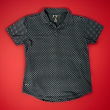 BYLT Golf Shirt Mens Polo XL Premium Drop Cut Lux Black Polka Dots Cotton Blend