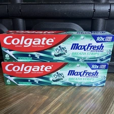 Two New Colgate Max Fresh Whitening With Mini Breath Strips Toothpastes, 6.3 oz