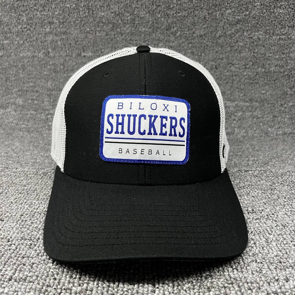 '47 Brand Biloxi Shuckers Trucker Snapback Hat Black White Mesh MiLB Cap
