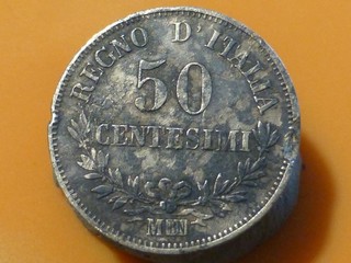 ITALIE 50 CENTESIMI (ARGENT) 1863 M RECHERCHEE & QUALITE TB !