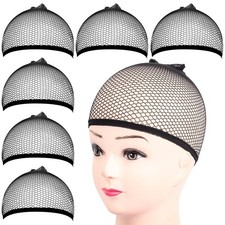 Black 6PCS Closed End Hair Mesh Wig Cap Net, 6PCS Black Mesh Wig Cap