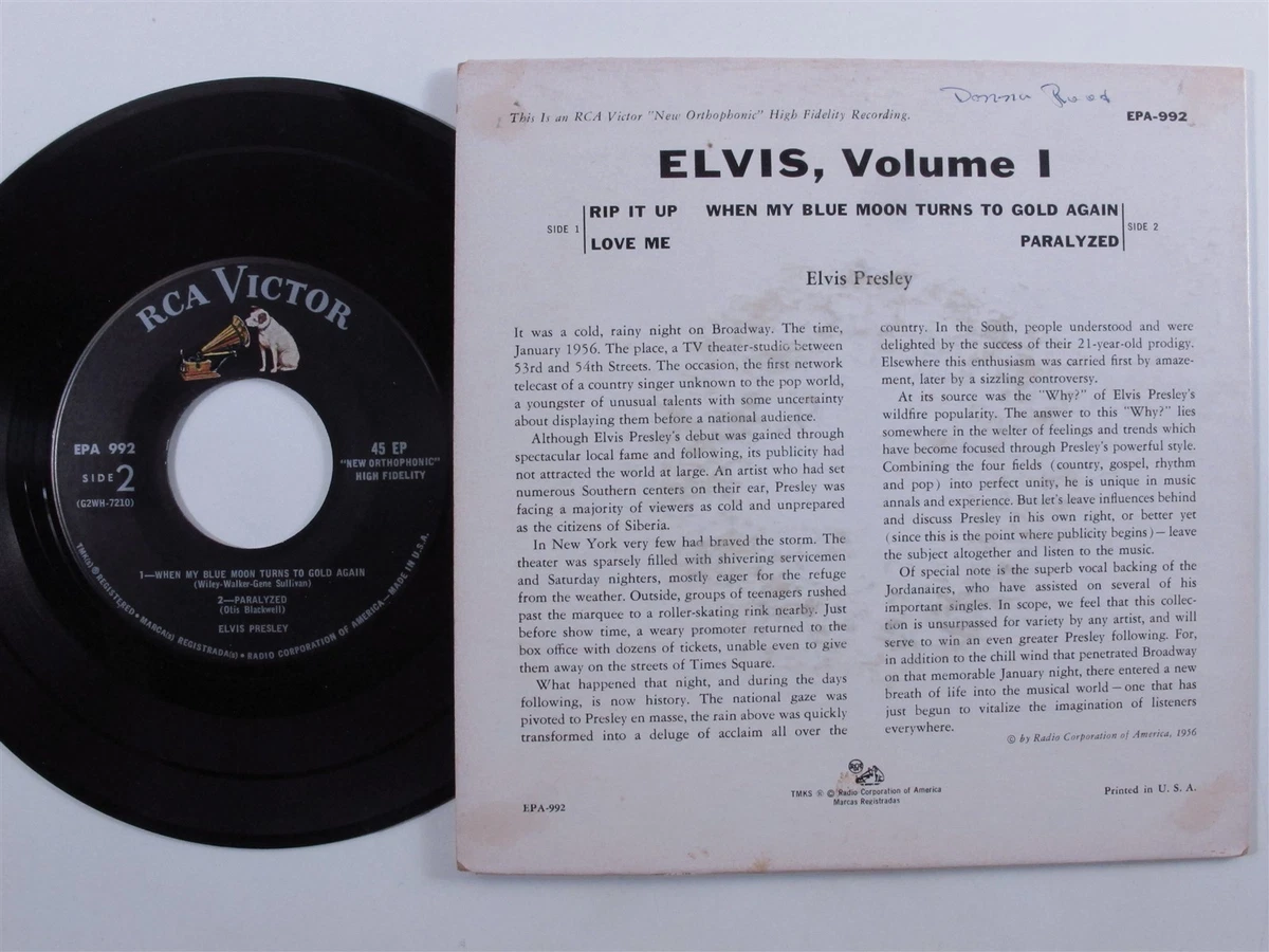 Rock & Roll 45 ELVIS PRESLEY Elvis - Vol. 1 RCA VICTOR 4-song ep HEAR w