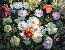 Oil painting Abbott-Fuller-Graves-Peonies beautiful flowers in spring still life