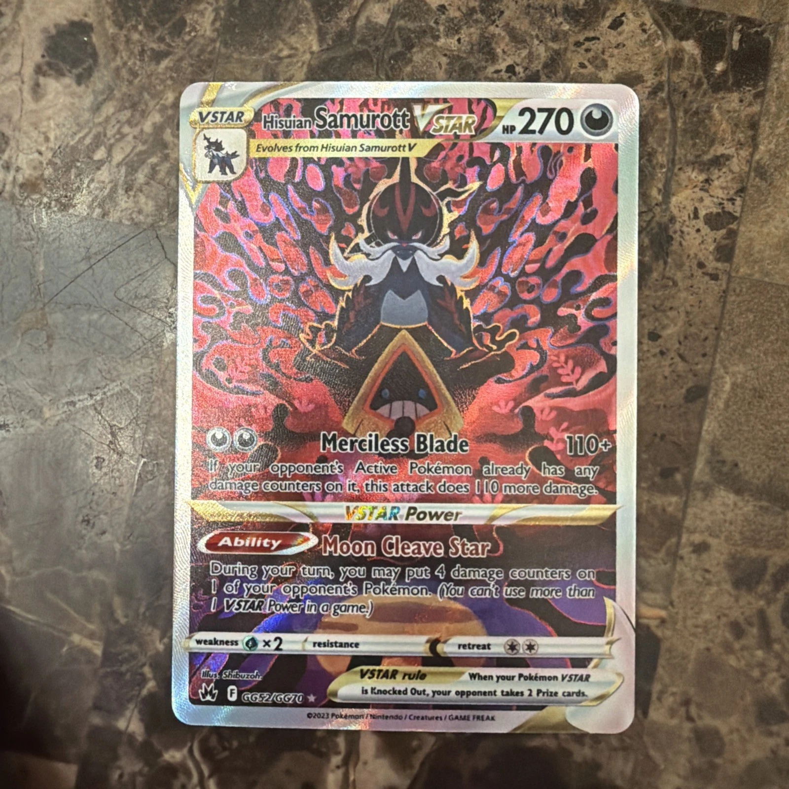 Hisuian Samurott VSTAR GG52/GG70 SWSH: Crown Zenith: Galarian Gallery Holo