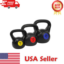 Wide-Grip Kettlebell Set 10 lb  15 lb  20 lb   Home Fitness Weight Training