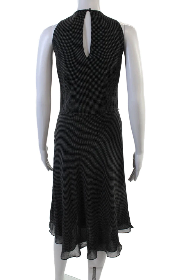 Lauren Ralph Lauren Womens Polka Dot Ruffled A Line Dress Black White Size 12 - Image 3 of 4