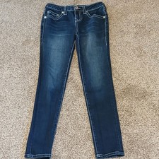 True Religion Halle Mid-Rise Super Skinny Den...