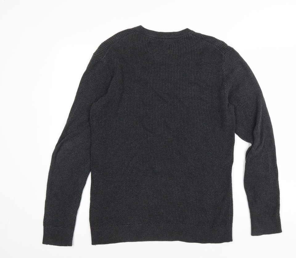 Label Lab Mens Grey Round Neck Cotton Pullover Jumper Size S eBay