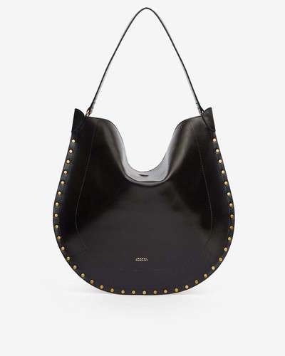 ISABEL MARANT Oskan Hobo Black Leather Stud Large Shoulder Saddle Tote Bag Purse