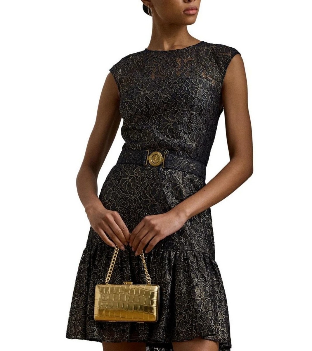 Ralph Lauren Croc-Embossed Small Franki Convertible Clutch Bag