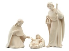 Holz Krippen Figuren HEILIGE FAMILIE geschnitzt H 8,5 cm natur neu LI Krippe Hl.