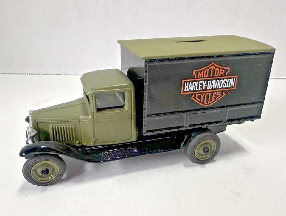 ERTL 1930 Chevrolet Chevy camión de reparto Harley Davidson escala 1/43 banco de monedas Foto 2 de 4