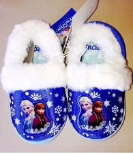 Disney Frozen Toddler Blue White Fur Slippers, size 7-8 and 9-10