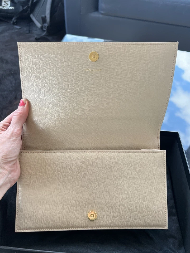 Saint Laurent YSL Beige Leather Clutch Bag - Image 4 of 4