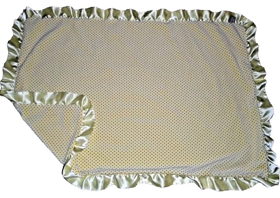 8N !WOW! LN TREND LAB Polka Dot Plush Velour Ruffle Satin Crib Baby Blanket - Image 4 of 4