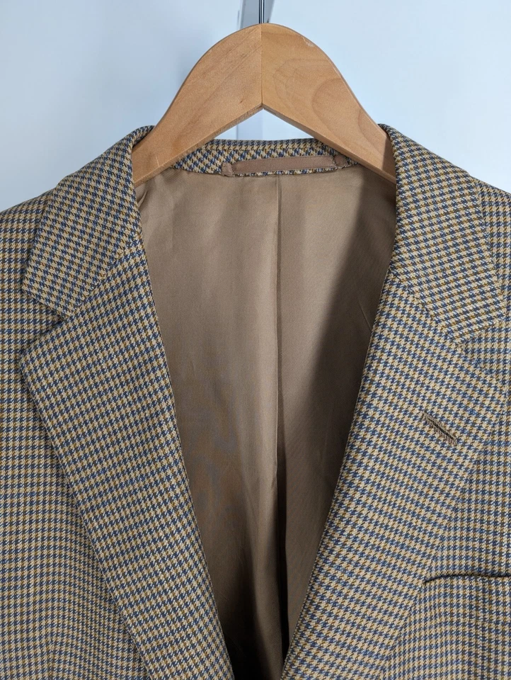 Винтажный блейзер 60-х Chester Barrie England для Harrods желтый синий Houndstoothe клетчатый - Изображение 3 из 4