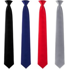 Clip on Ties for Men 4 Packs Solid Color Men's Tie Clip on Necktie