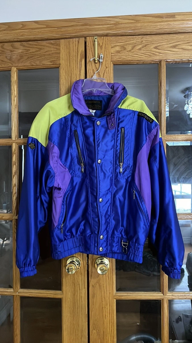 Vintage Descente Jacket Men s XL Ski Color Block Retro Purple Blue Snowboard