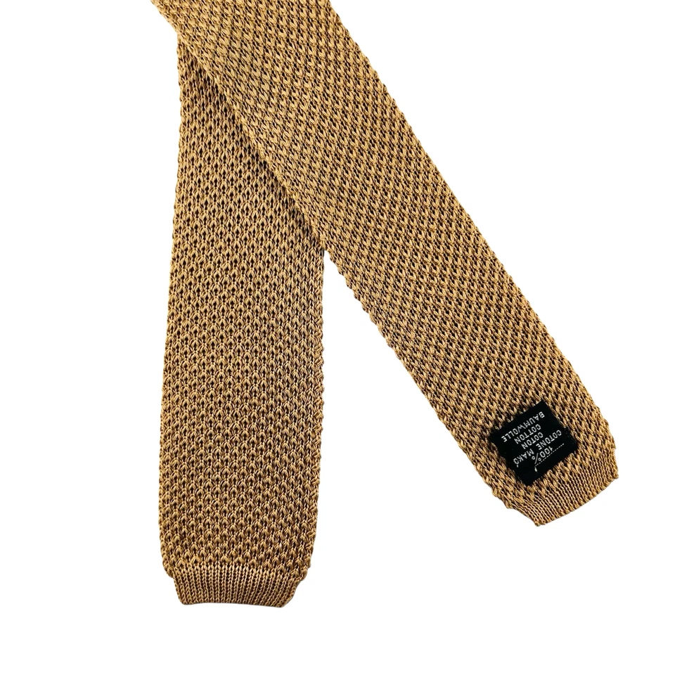 Calcetín ajustado italiano 100 % algodón tejido ganchillo cuello corbata extremo cuadrado beige tostado Foto 3 de 3
