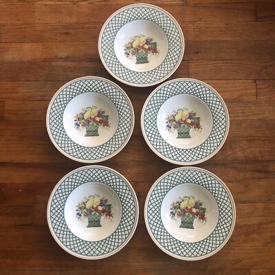 Villeroy and Boch Basket Rimmed Soup Plates Set of Black Stamp