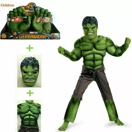 UK Hulk Fancy Dress Kids Boys Deluxe Incredible Marvel Avengers Cosplay Costume - Picture 8 of 19
