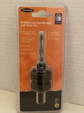 Hole Saw Arbor Mandrel 3/8" Hex Shank 1-1/4" to 6" Hole Saw With 2 Locking Pins